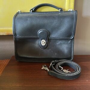 Coach Vintage Black Leather Willis Bag 9927 SILVER Hardware